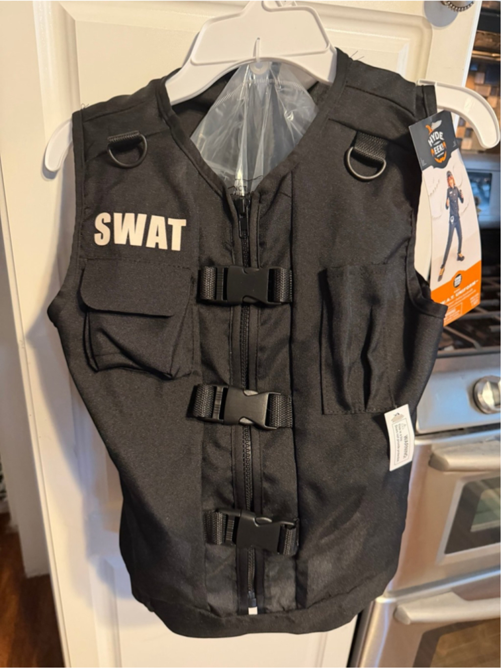 New Kids SWAT Officer Halloween Costume Jumpsuit with Accessories One Size - Picture 3 of 6